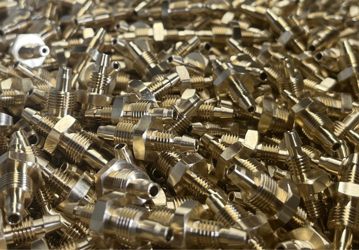 high volume CNC turned brass components with threaded fittings UK
