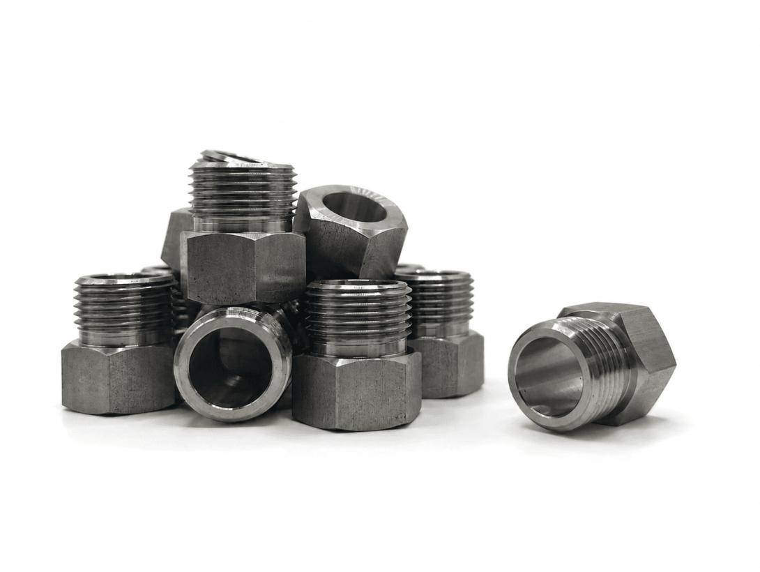 Precision CNC turned stainless steel threaded components and fittings